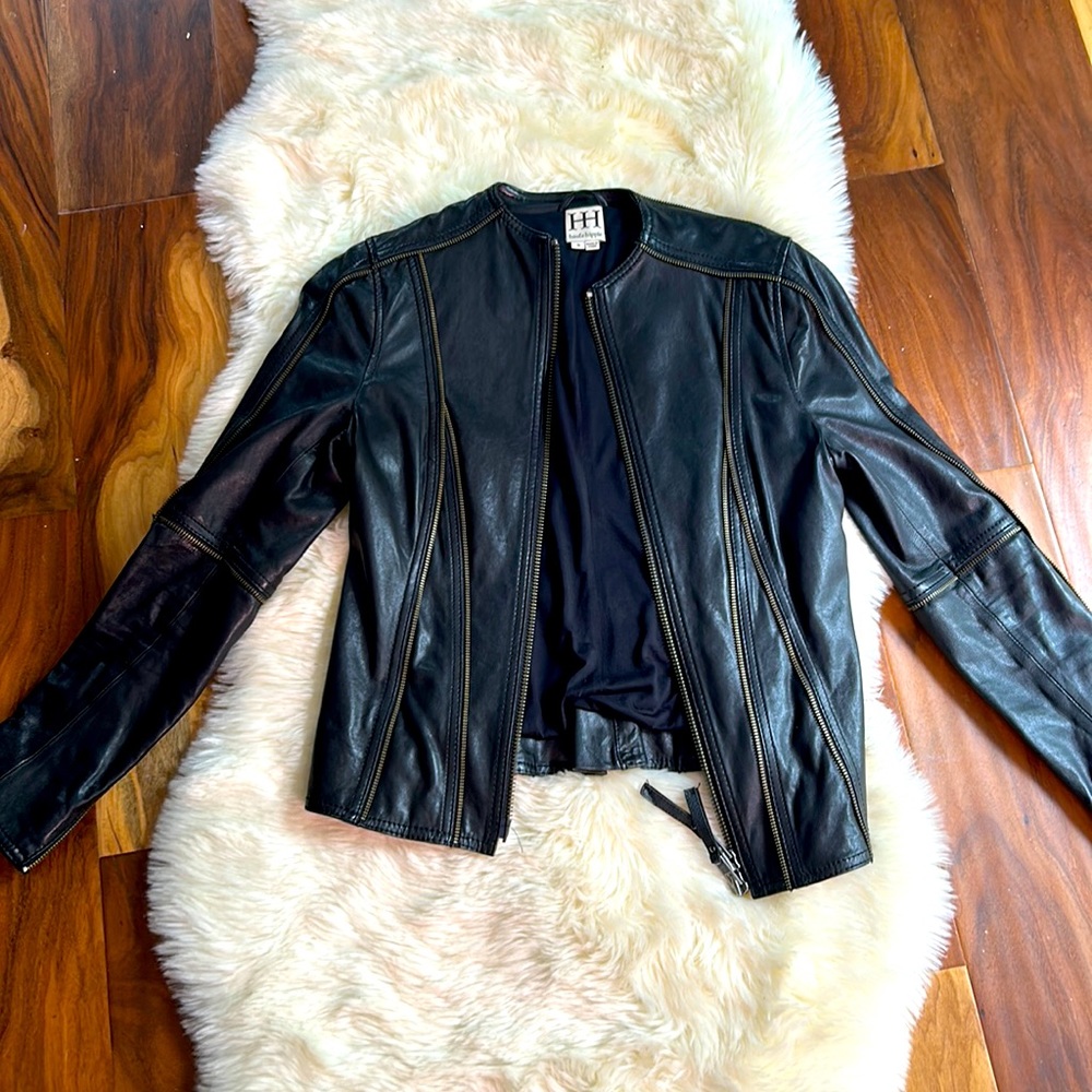 Haute Hippie black leather jacket size Small